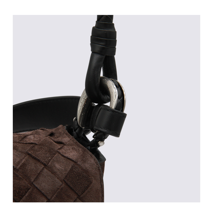 Intrecciato Suede Shoulder Bags - Brown