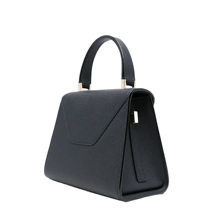 Teal Blue Leather Mini Top Handle Bag