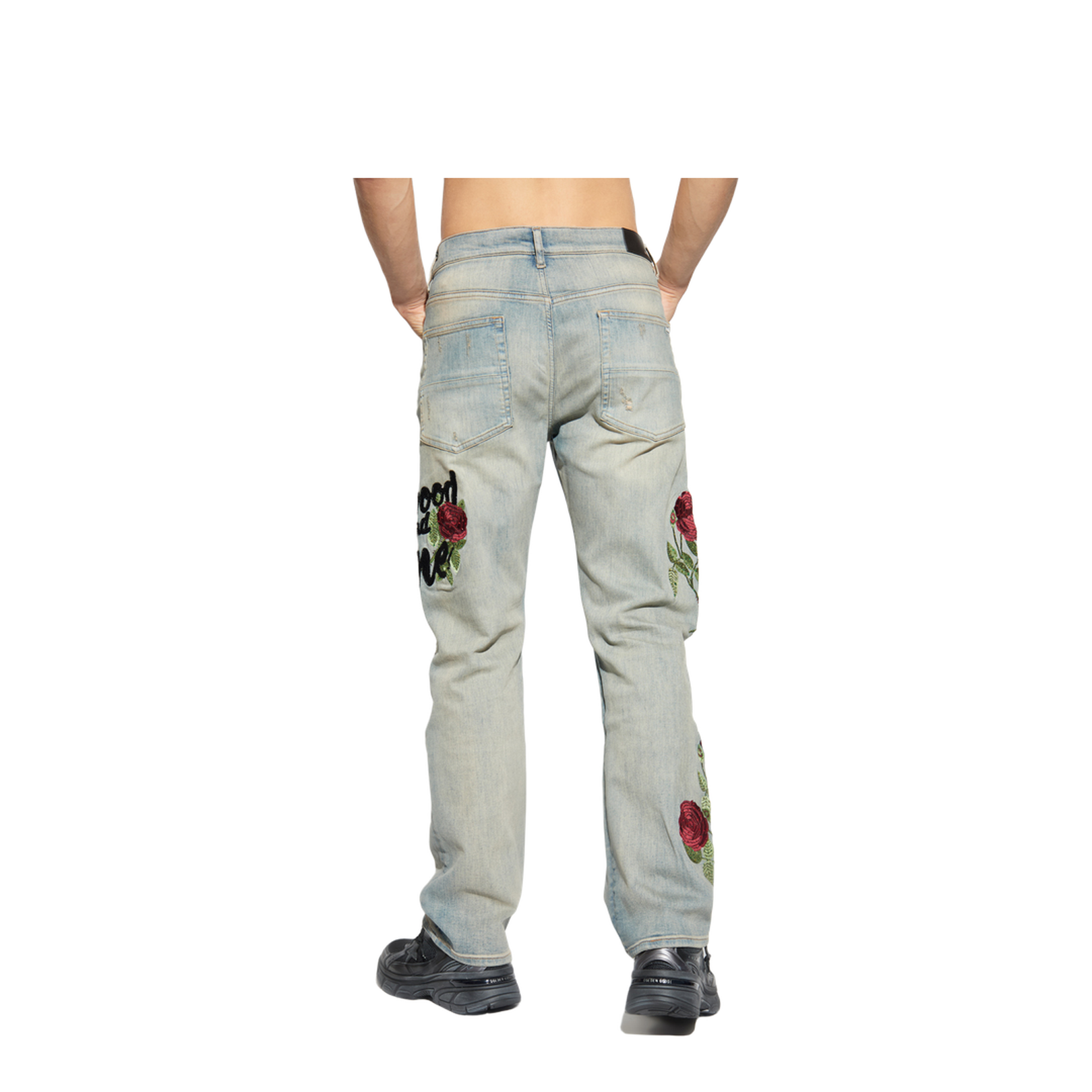 Jeans with shimmering appliqués