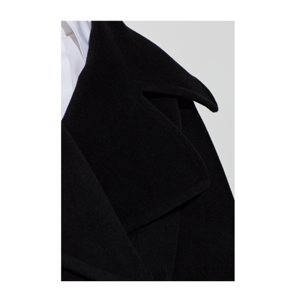 Wool 4 Buttons Pea Coat Black