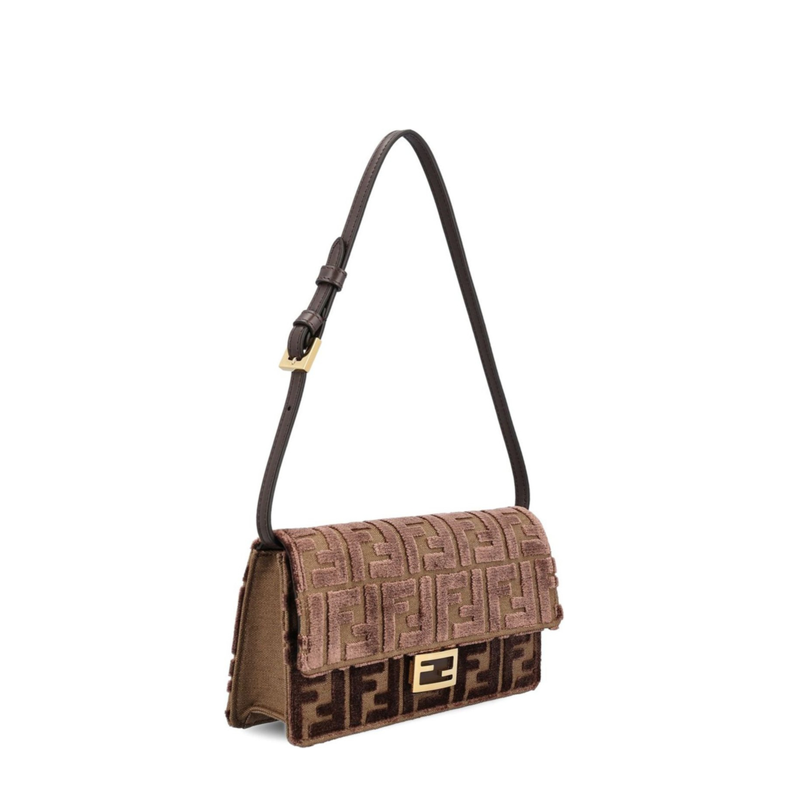Brown Crossbody Bag with All-Over FF Motif