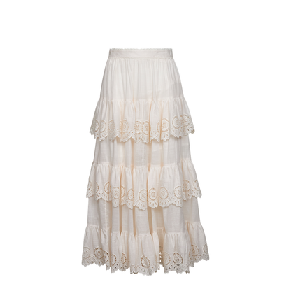 High-Rise A-Line Midi Skirt