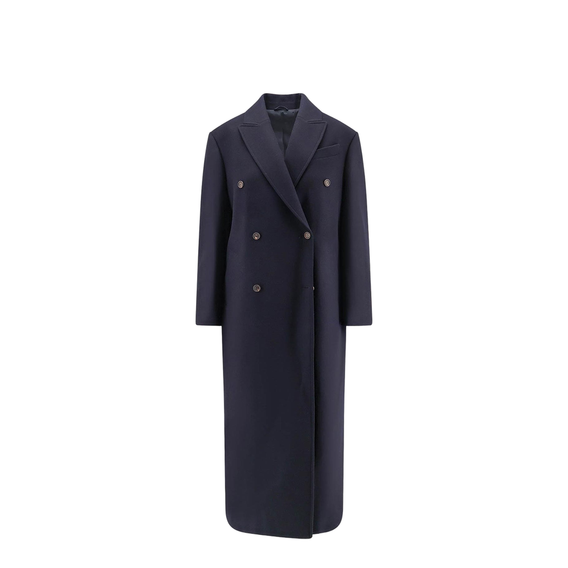 Long Double Breasted Coat Black