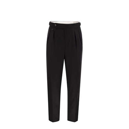Virgin Wool Canvas Trousers Black