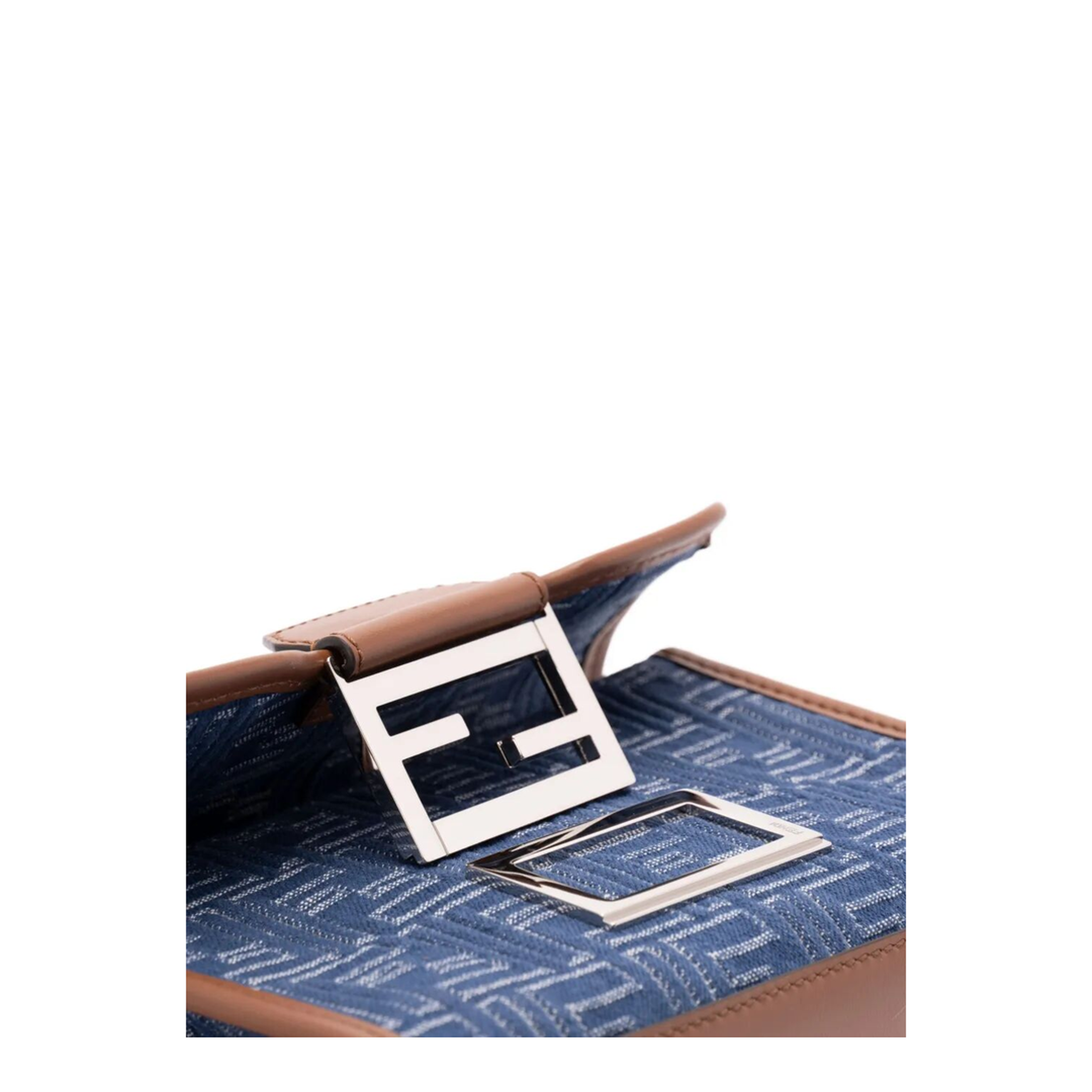 MAYFEYR - Fendi - Denim-Effect Ff Jacquard And Leather Double Baguette Bag - 7VA649AUGO
