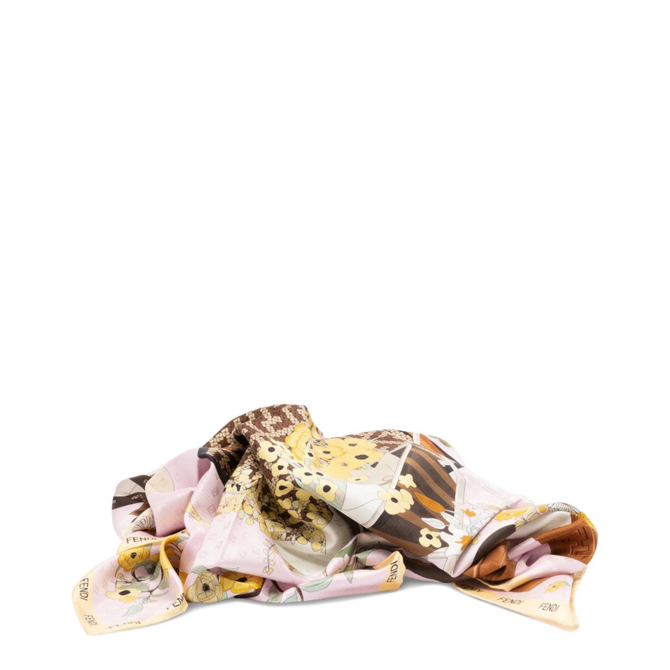 Gardening Pink Multicoloured Silk Foulard