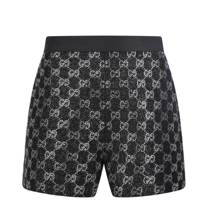 Embroidered Wool Tweed Lamé Shorts
