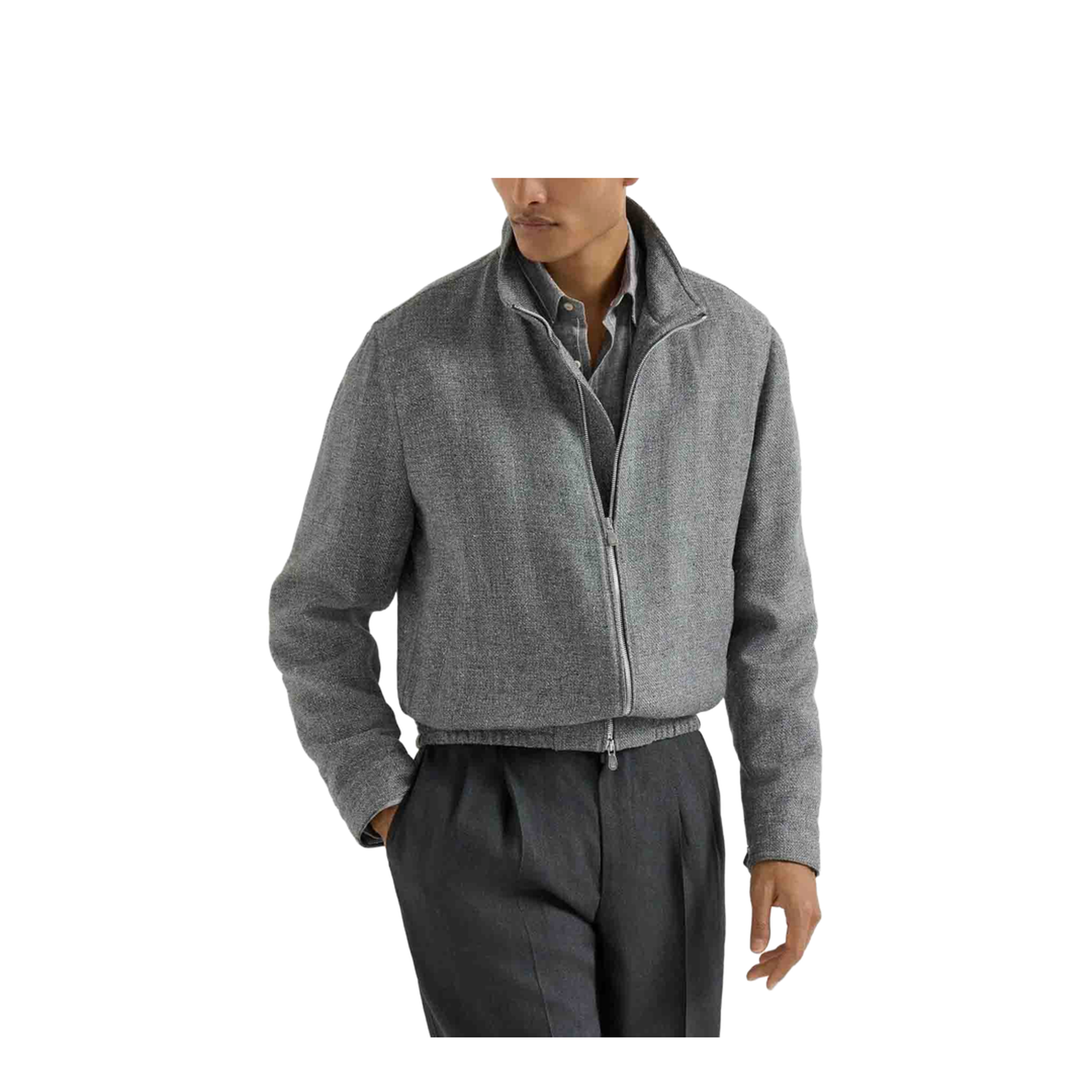 Stand Collar Outerwear Jacket Grey