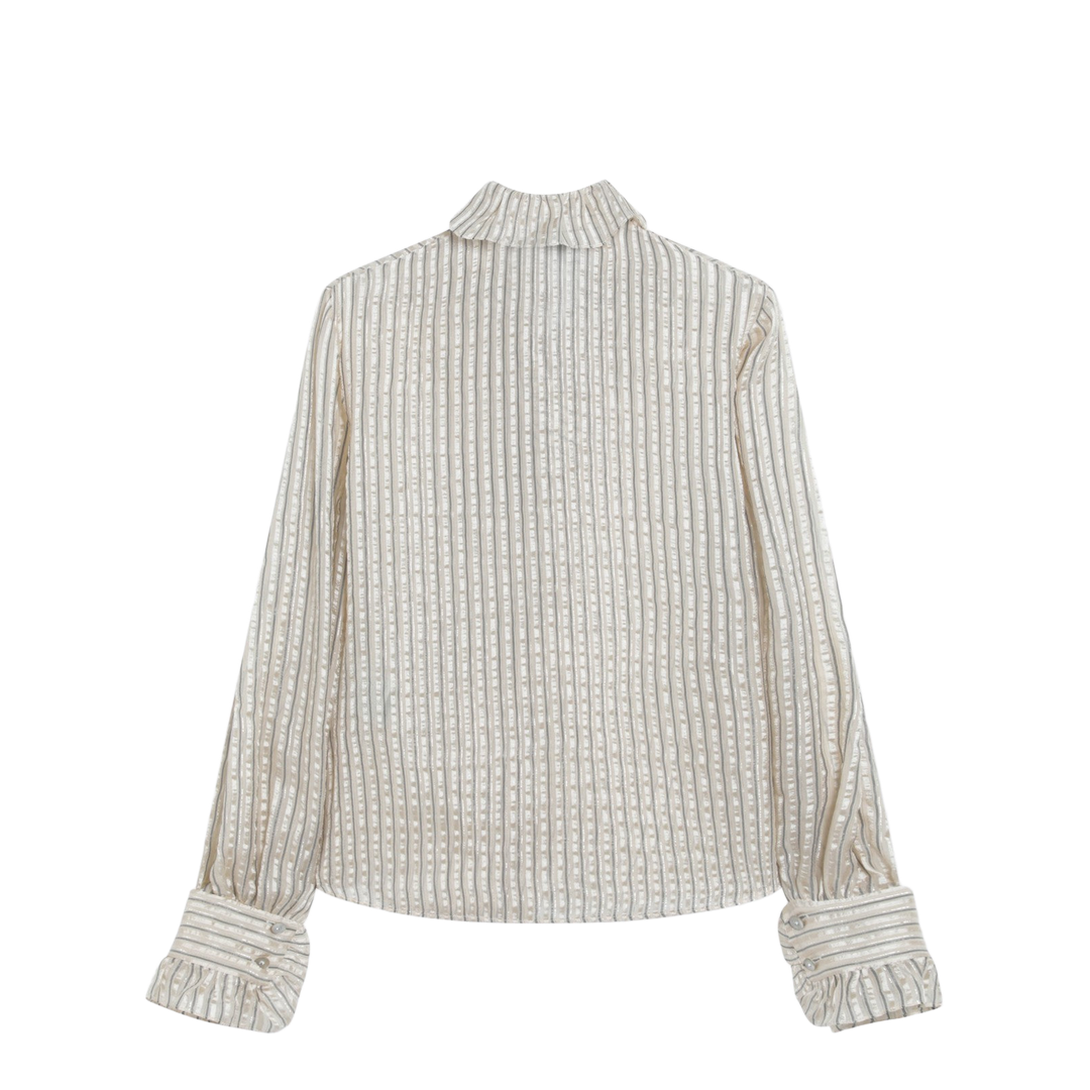 Light Beige Silk-Blend Shirt with Ruffles