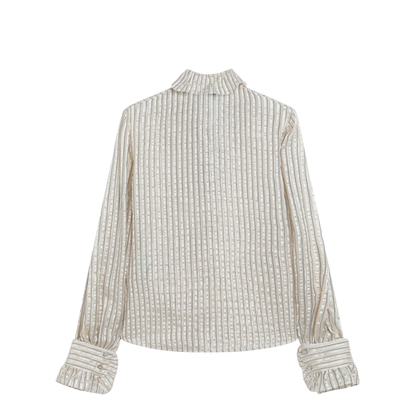 Light Beige Silk-Blend Shirt with Ruffles