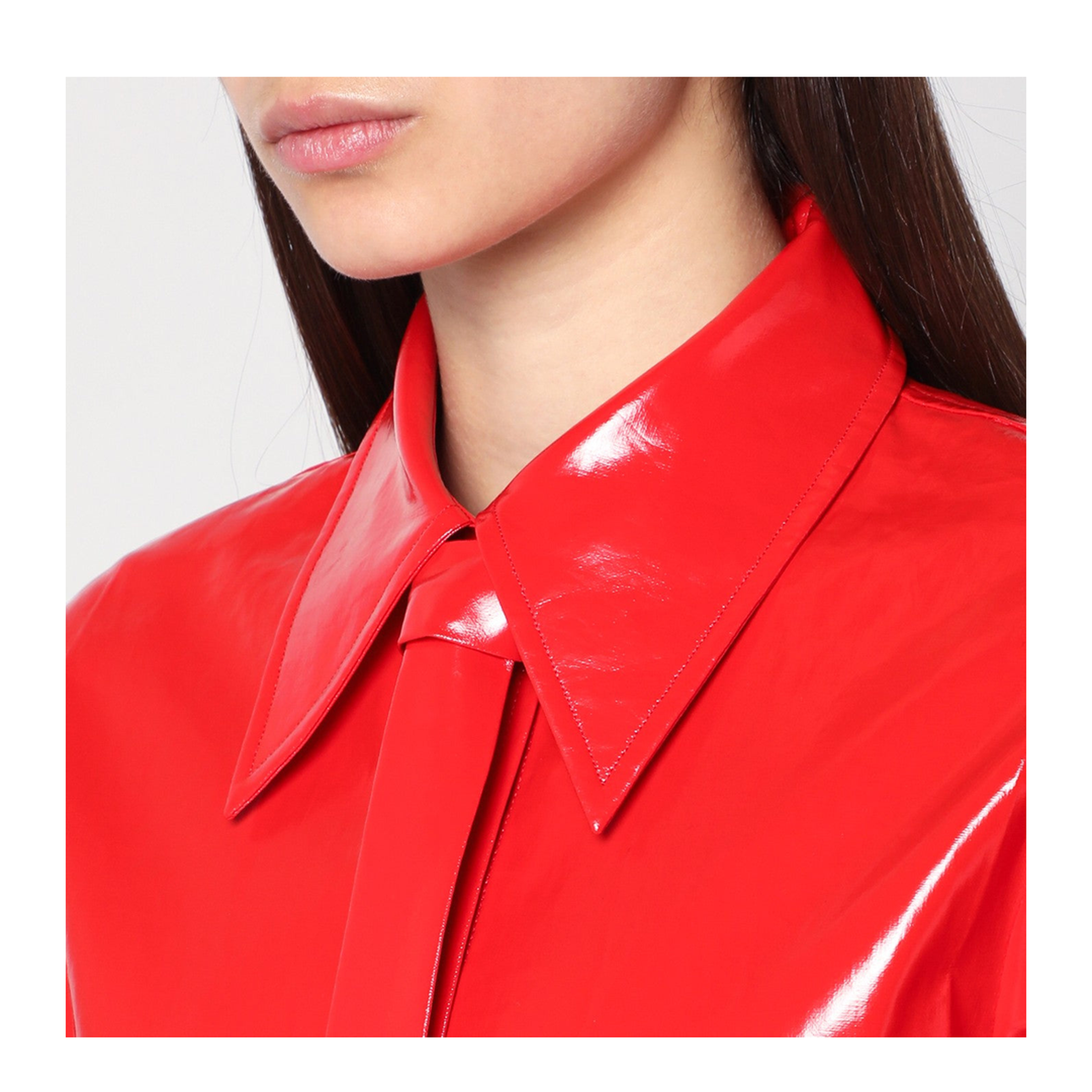 Bright Red Tie-Detail Shirt