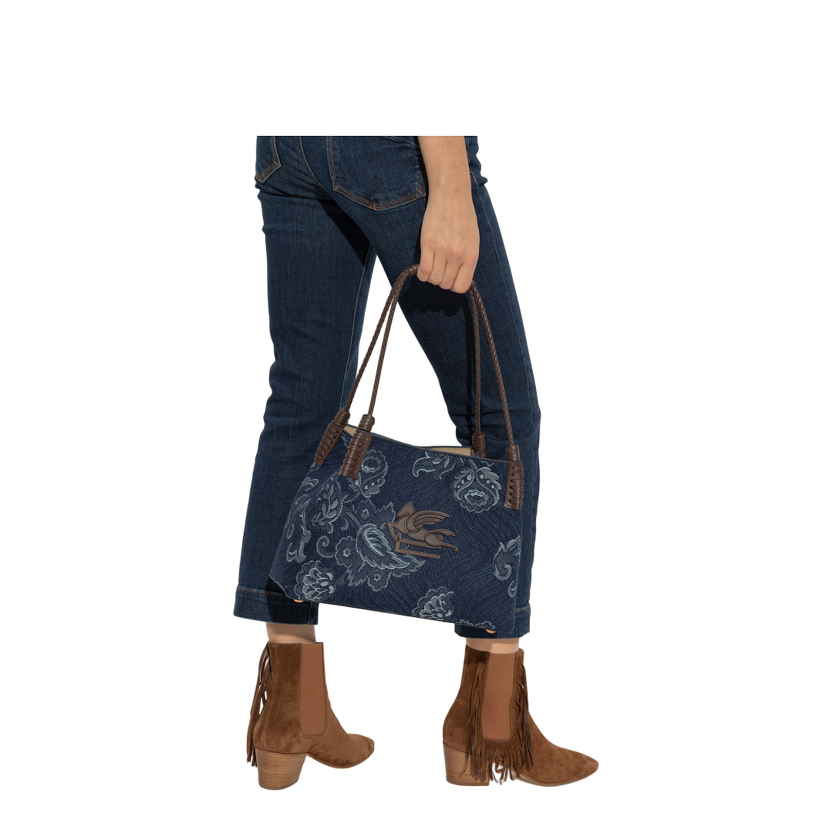 Small Libra Tote Bag in Jacquard Denim