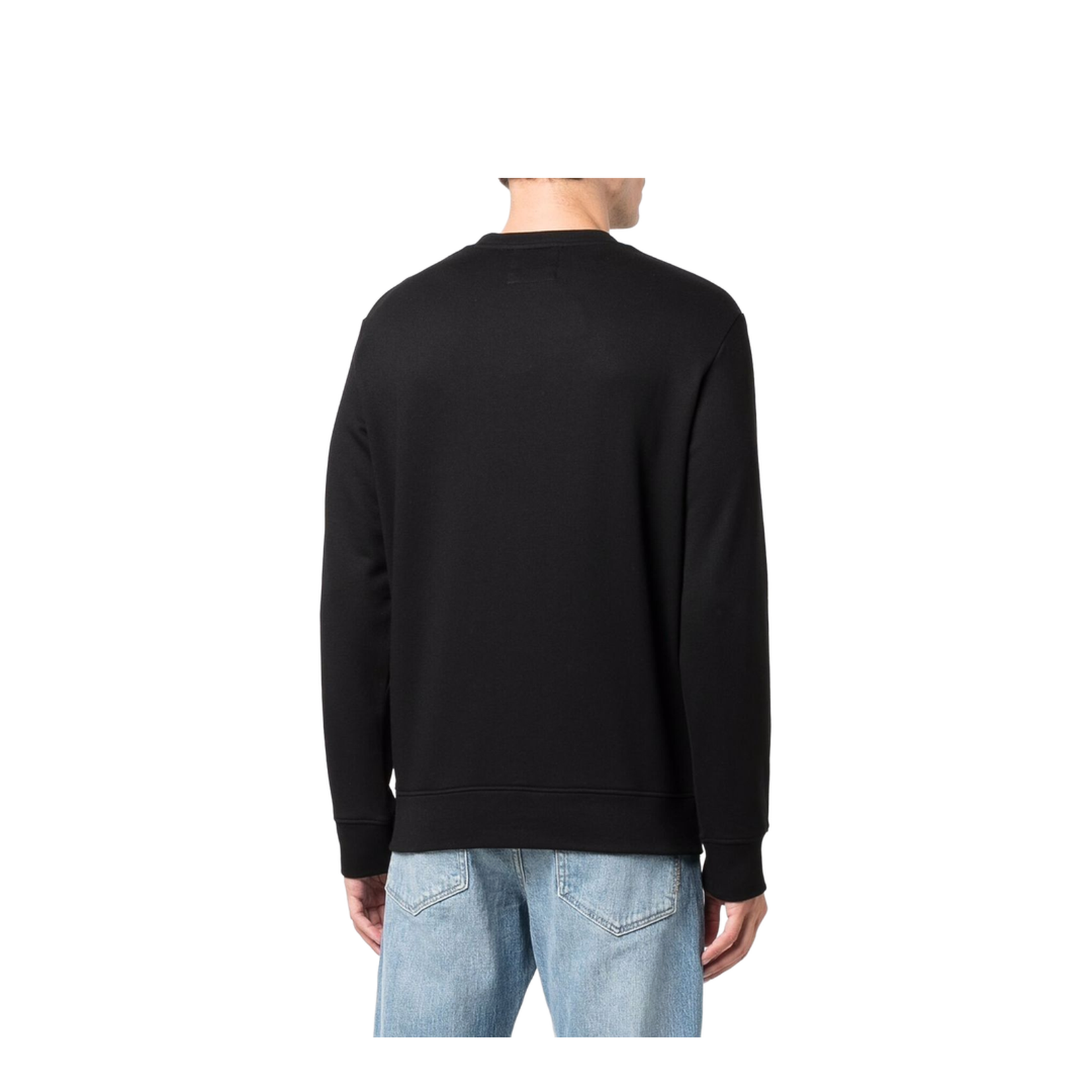 Black Modal-Cotton Blend Jersey Fleece Sweatshirt