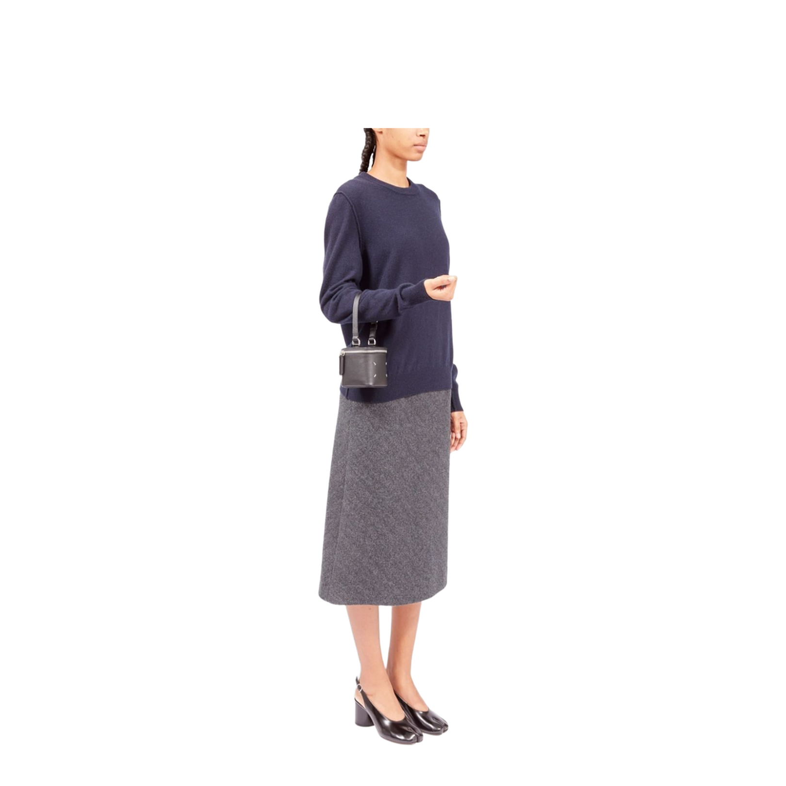 Black Leather Mini Box Bag