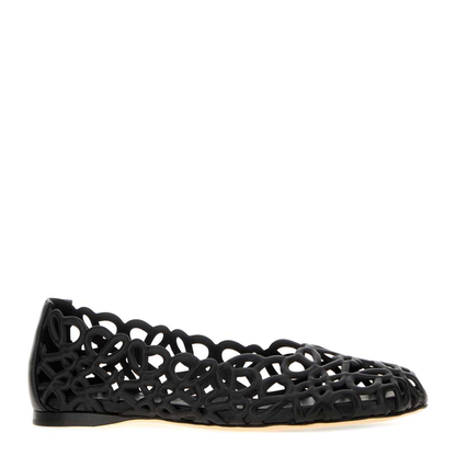 MAYFEYR - Loewe - Black Leather Petal Anagram Ballerinas - LLST466X17BLACK