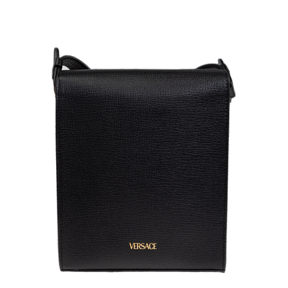 Leather Messenger Bag - Black