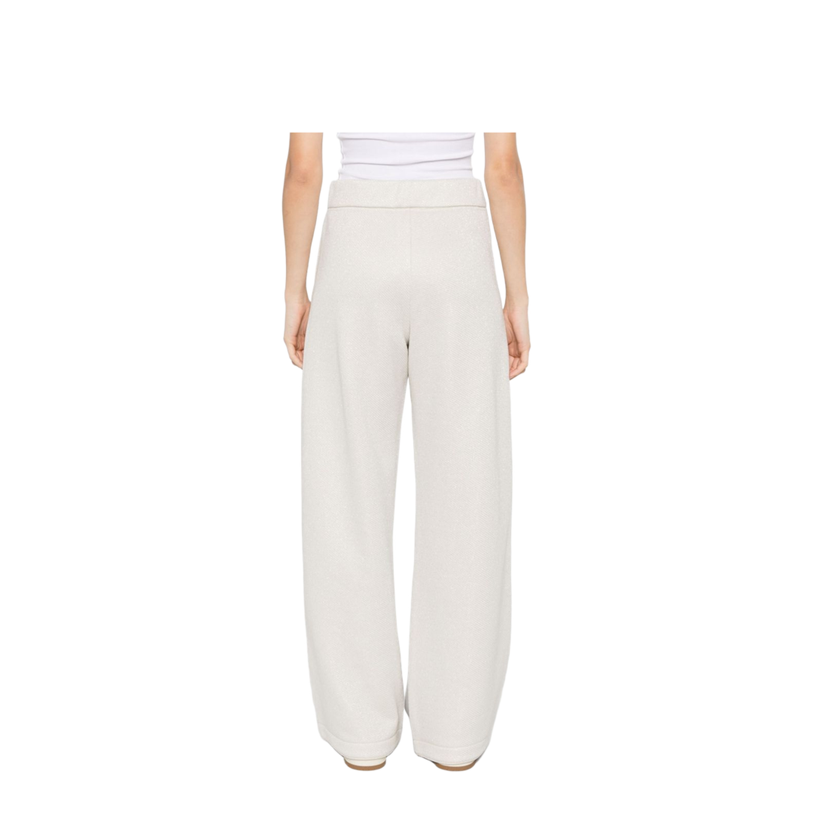 Pure Cotton Blend Wide-leg Trousers In White