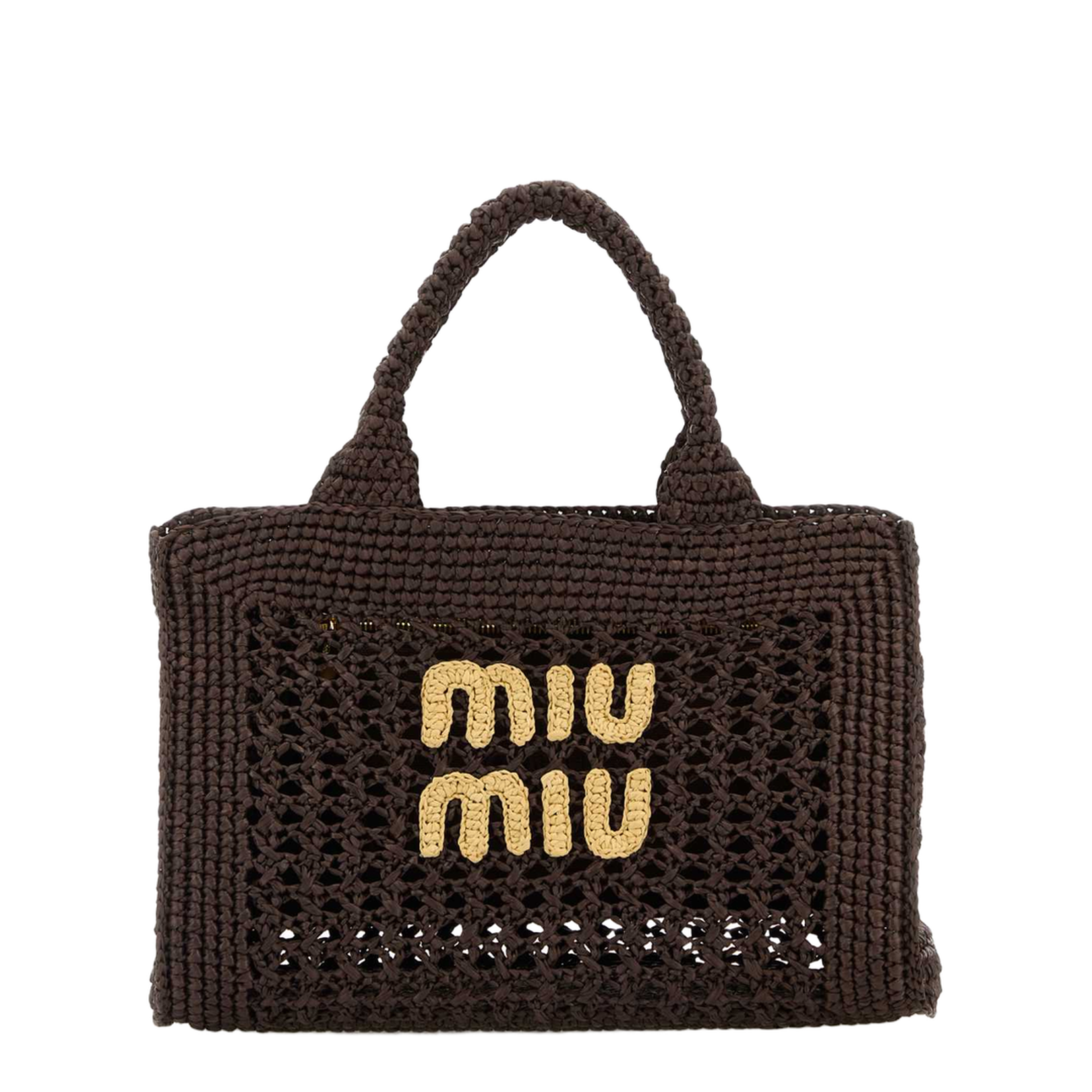 Cocoa Brown Raffia-effect Woven Handbag
