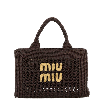 Cocoa Brown Raffia-effect Woven Handbag