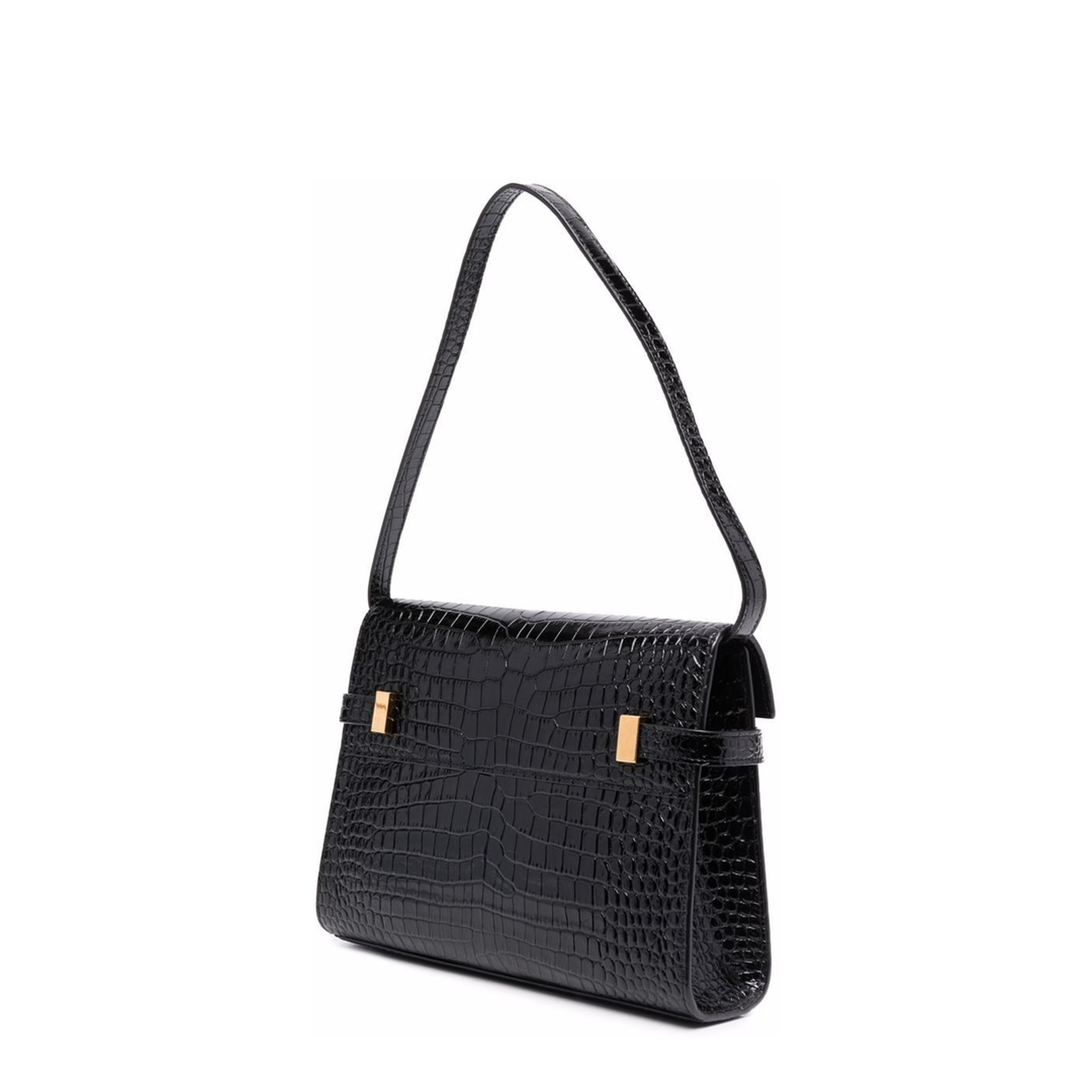 Manhattan Small in Shiny Crocodile-Embossed Leather