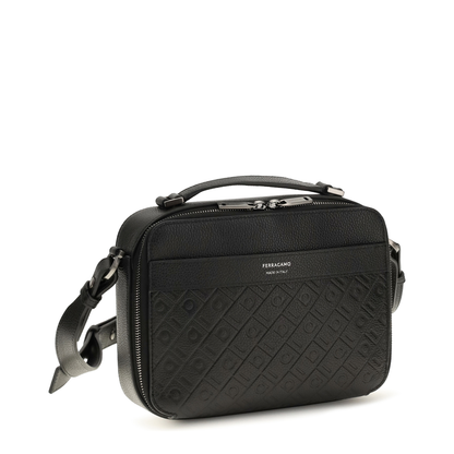 MAYFEYR - Ferragamo - Leather Crossbody Bag With Embossed Gancini Pattern - 794098