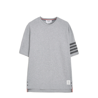 MAYFEYR - Thom Browne - Short Sleeve Tee In Textured Pique With Eng 4 Bar - MJS296AJ0248050