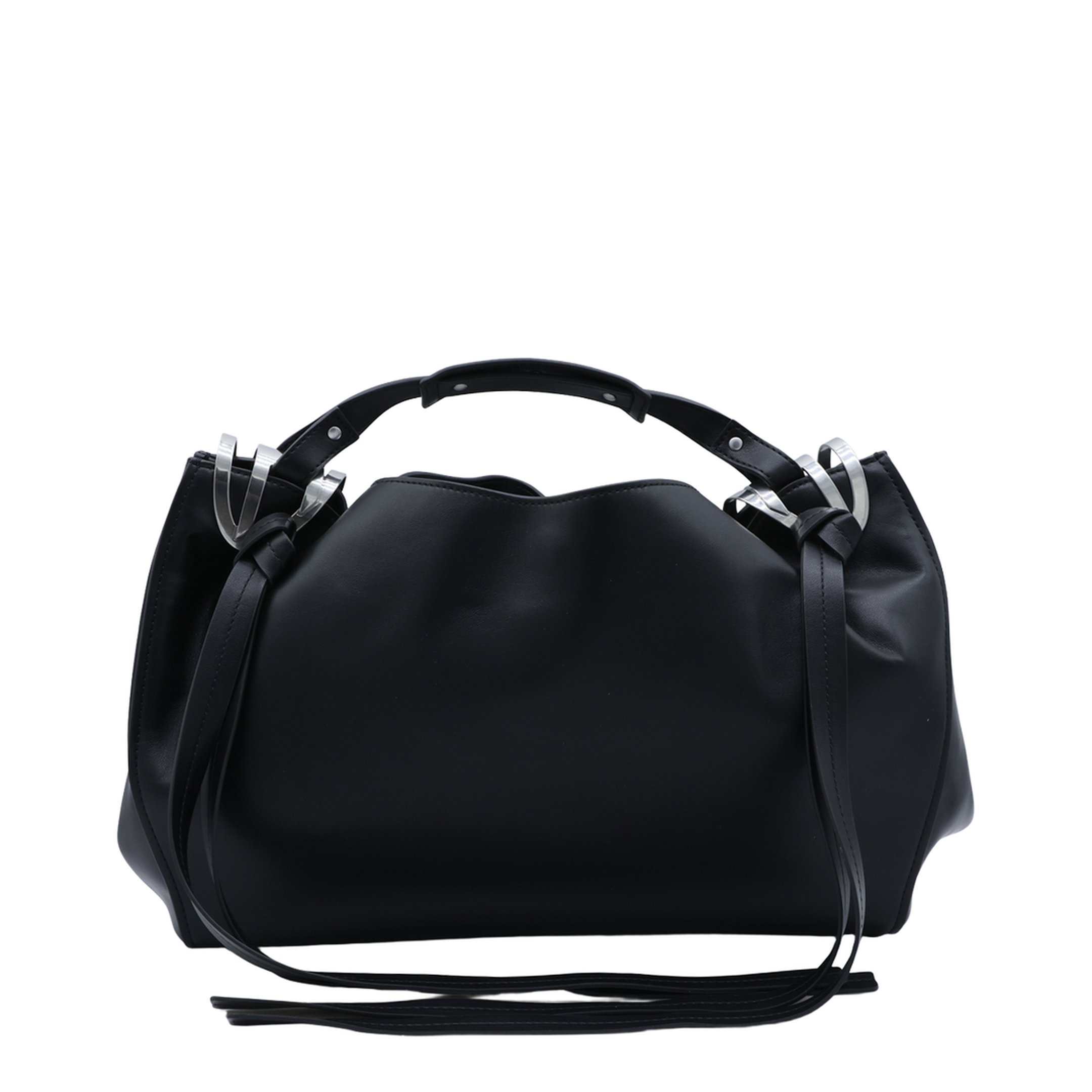 Knot-D Medium Polyurethane Top-Handle Bag - Black