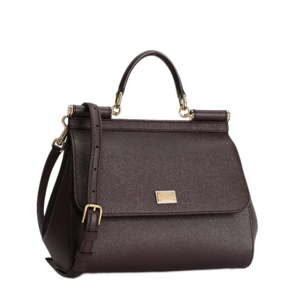 Sicily Large Calfskin Handbag - Bordeaux