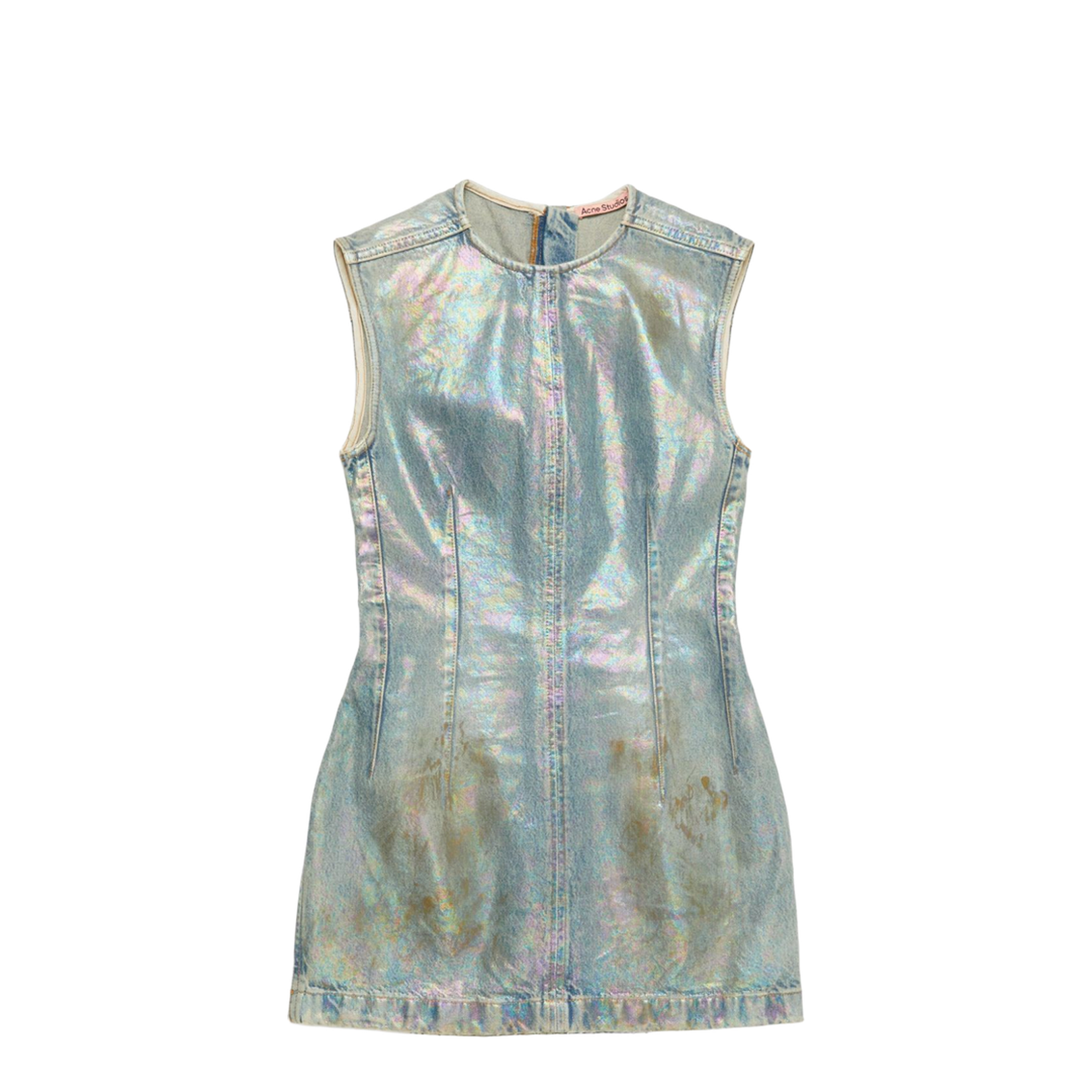 Coated Denim Dress - Mid Blue