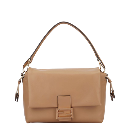 Mamma Baguette Medium Leather Shoulder Bag - Beige