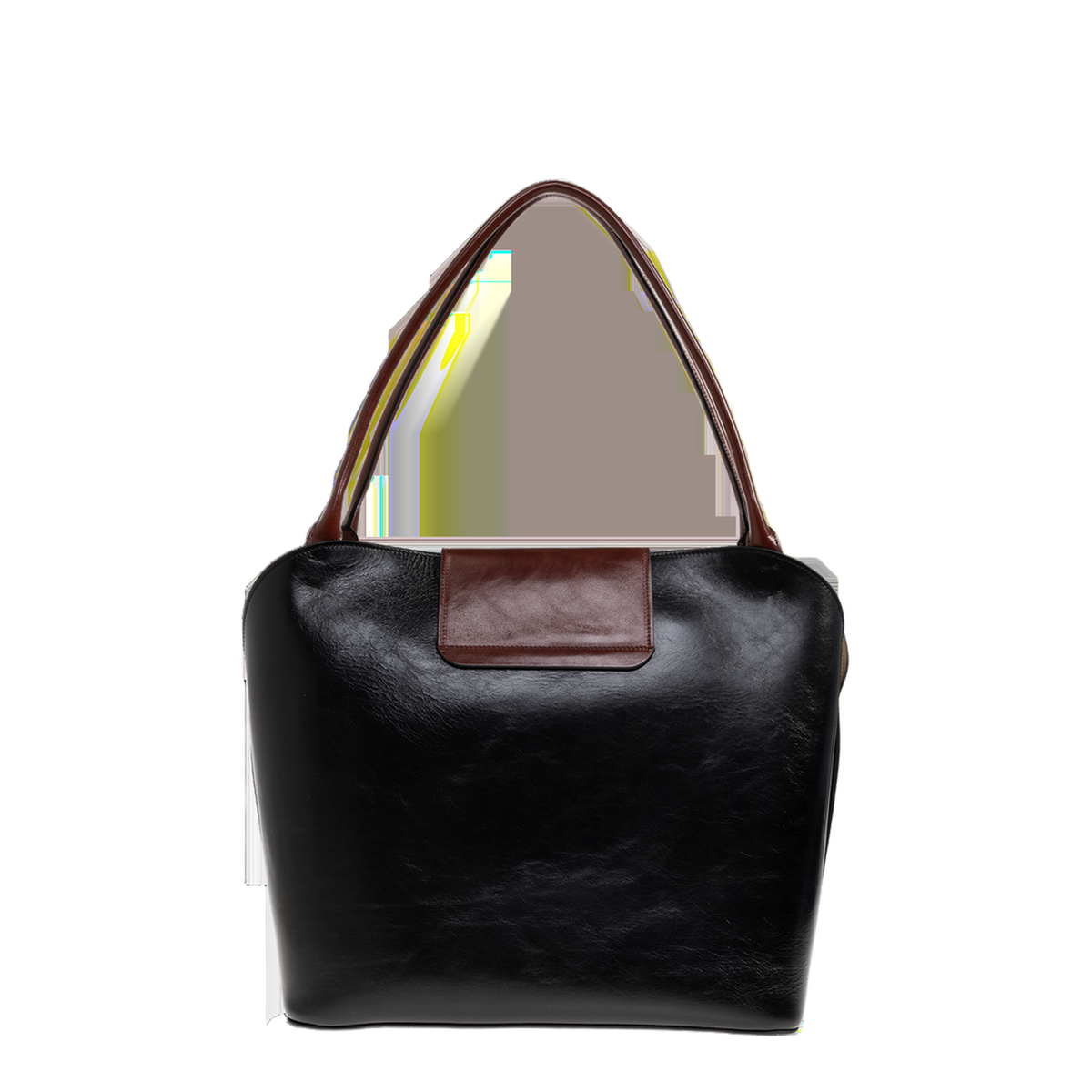 Black Leather Shopping Bag