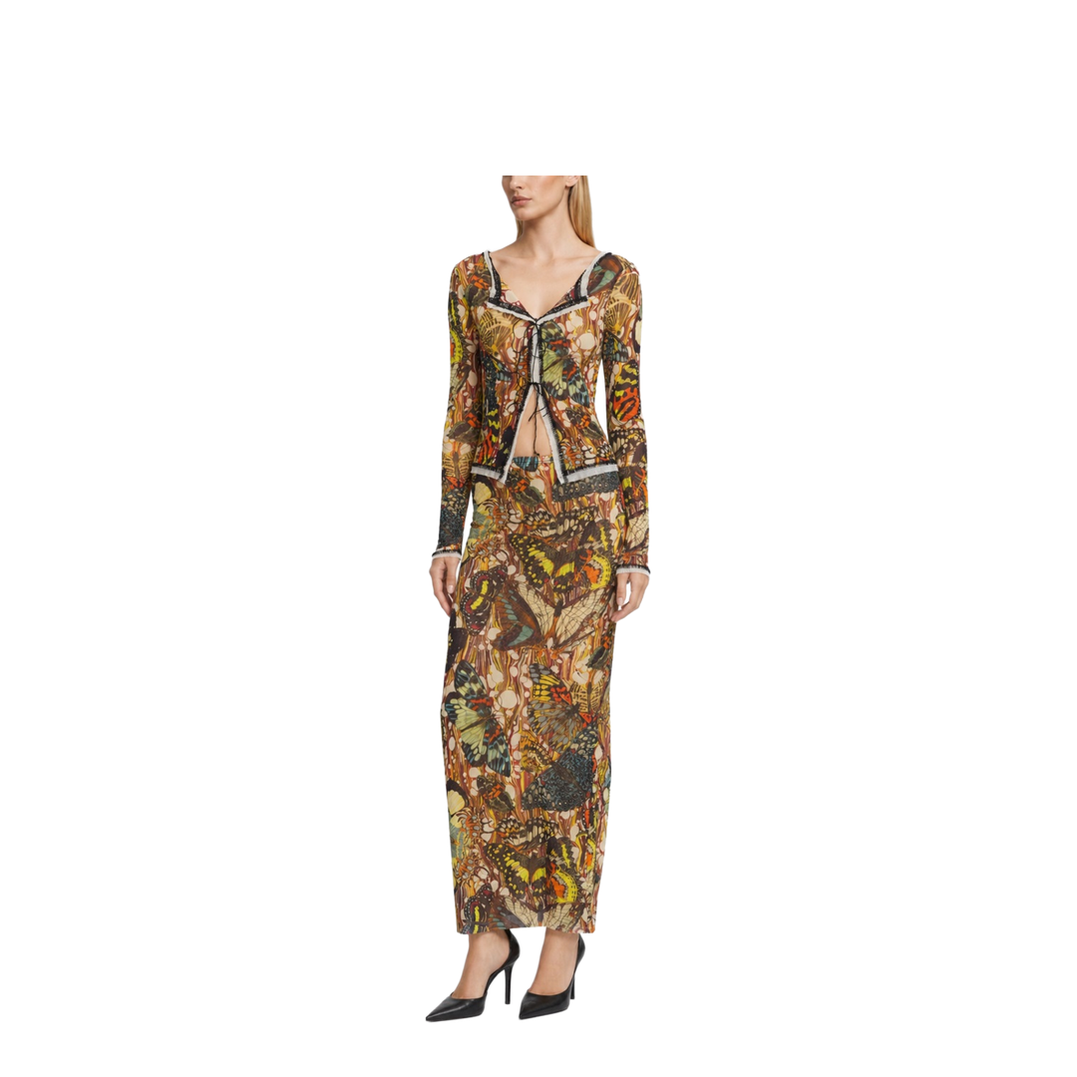 Long Skirt with Bow Tie Print