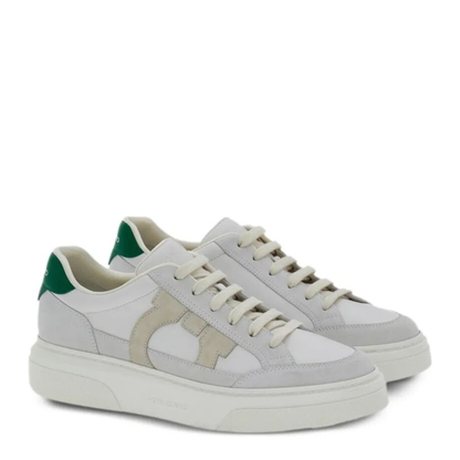 MAYFEYR - Ferragamo - Leather Sneakers With Gancini Patch - 0235880769881