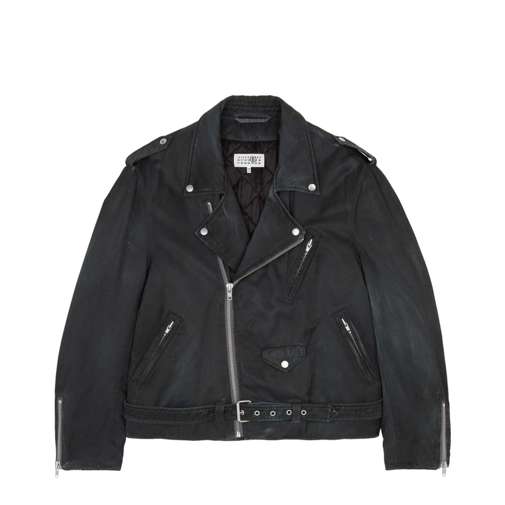 Black Jacket with Zip Fastening and Belted Waist