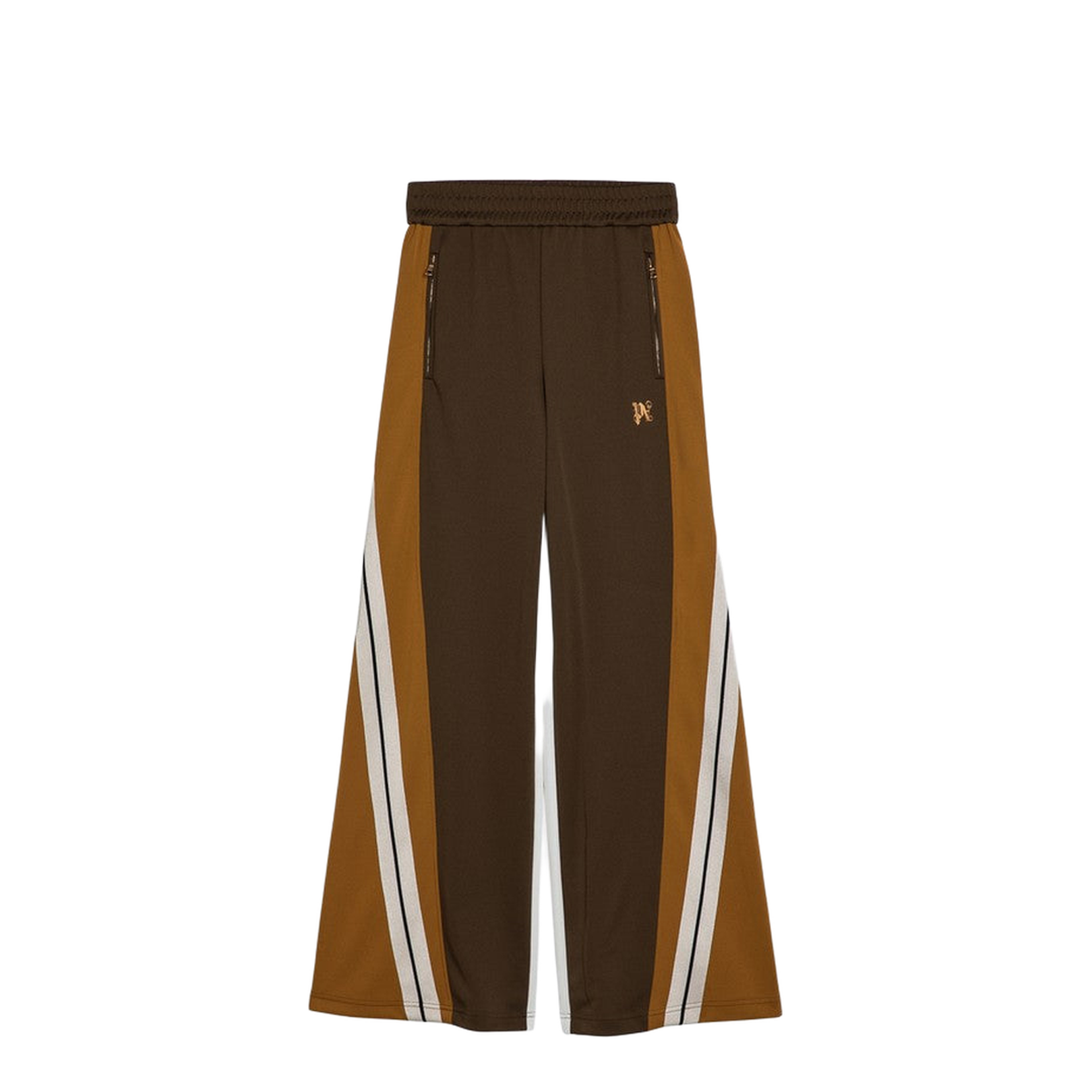 Brown/Ochre Colour-Block Wide Trousers