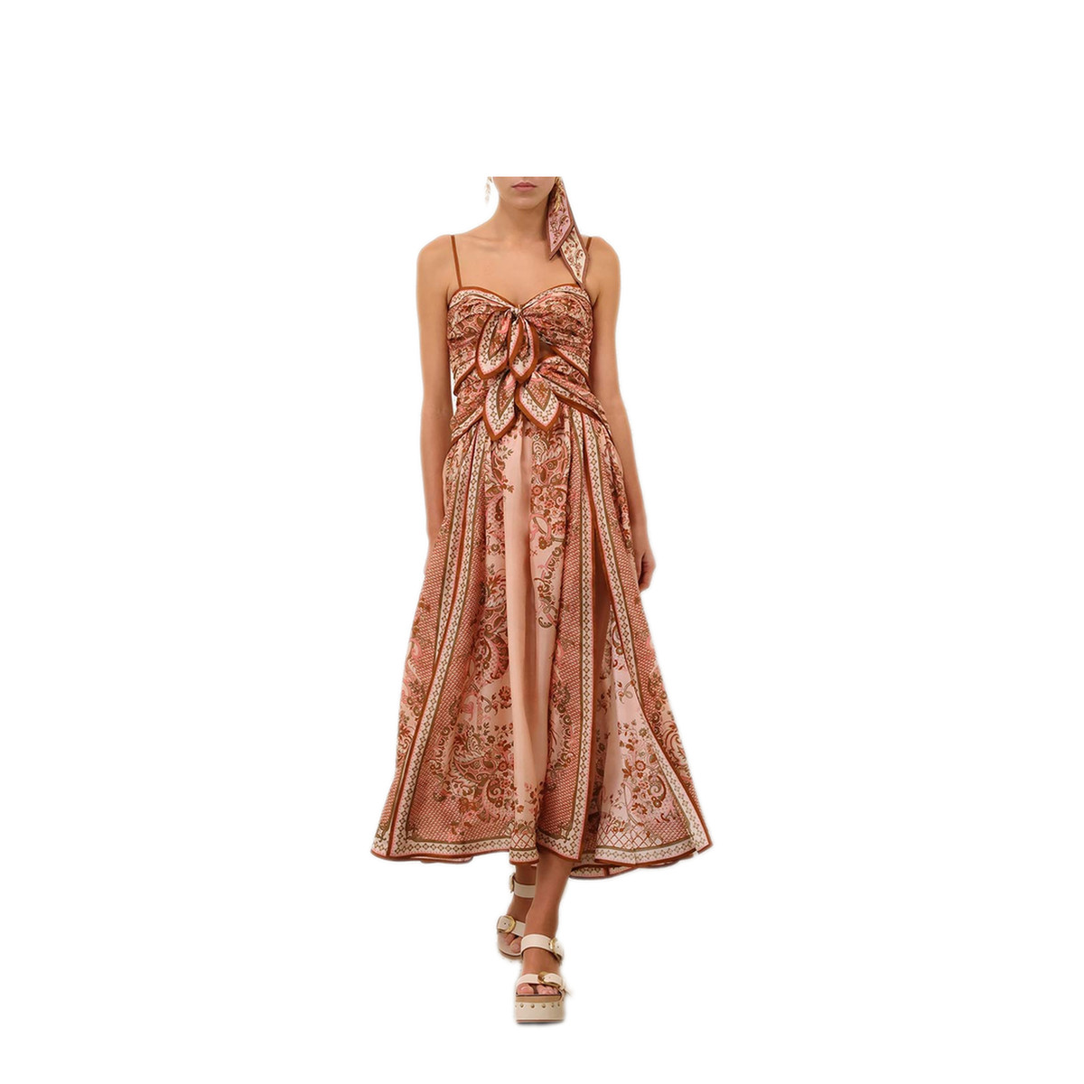 Aster Scarf Print Midi Dress