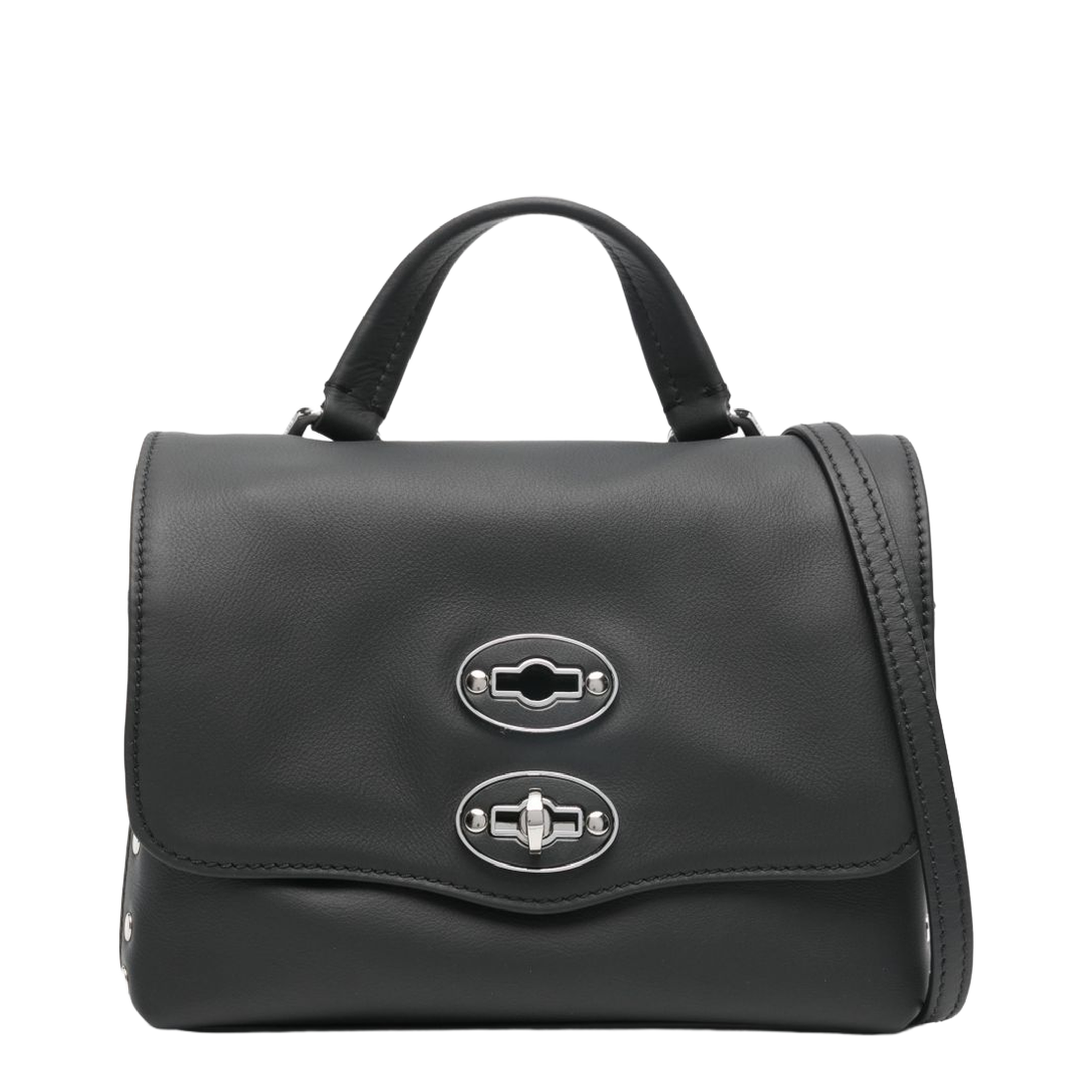Postina Calfskin Messenger Bag - Black Nero