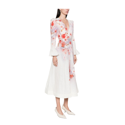 Crush Printed Linen Long Dress