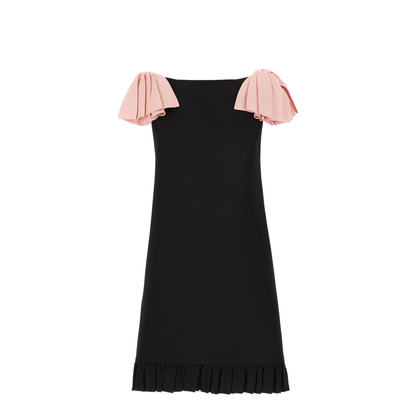 Black Wool Blend Mini Dress