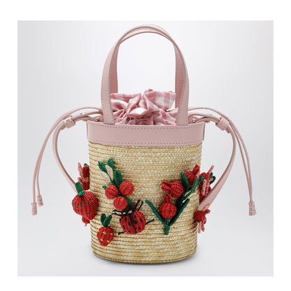 MAYFEYR - Aquazzura - Botanica Mini Bucket Bag In Raffia And Leather - BTCBCKB0RFCNSG