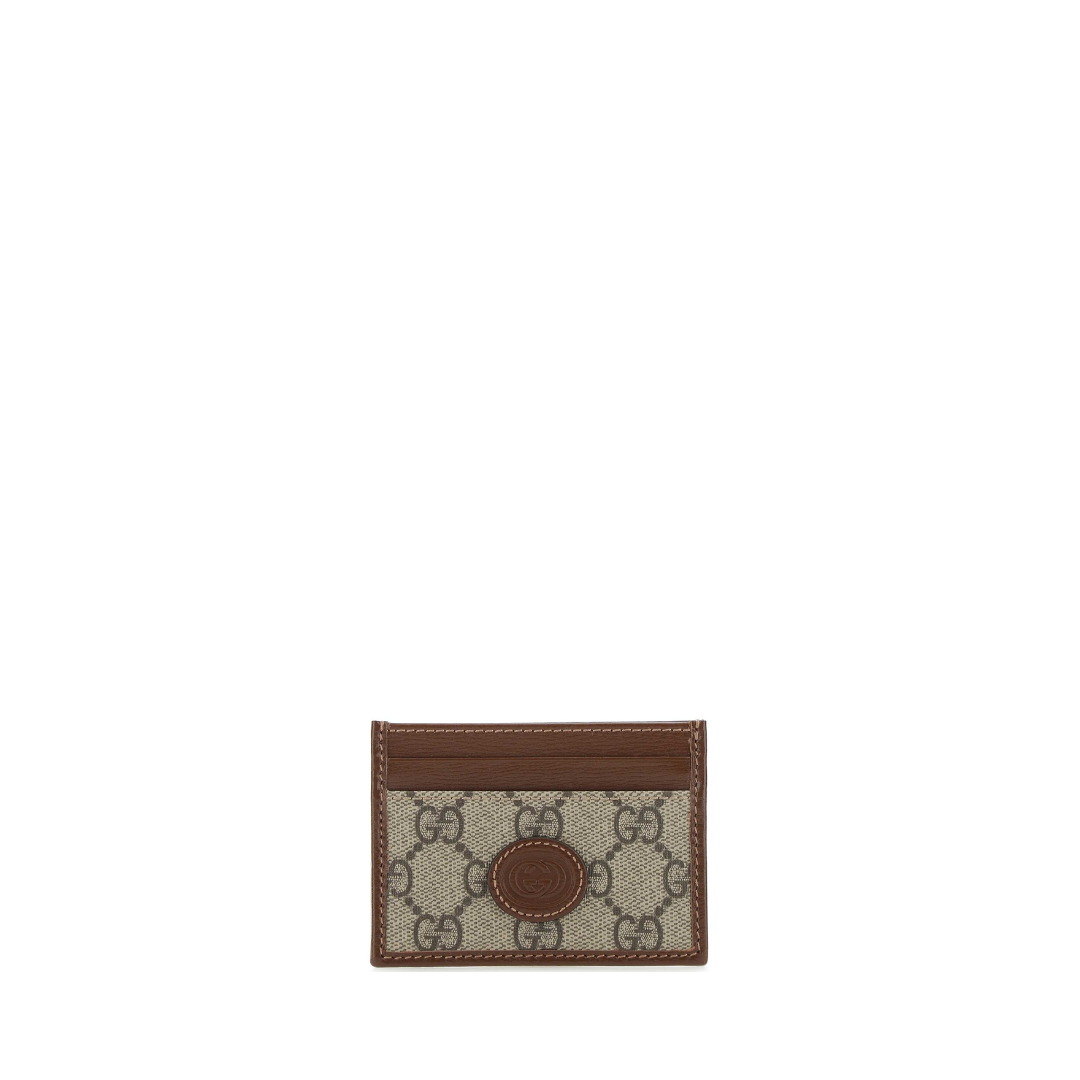 Gg Supreme Oval Card Holder Beige