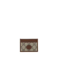 Gg Supreme Oval Card Holder Beige