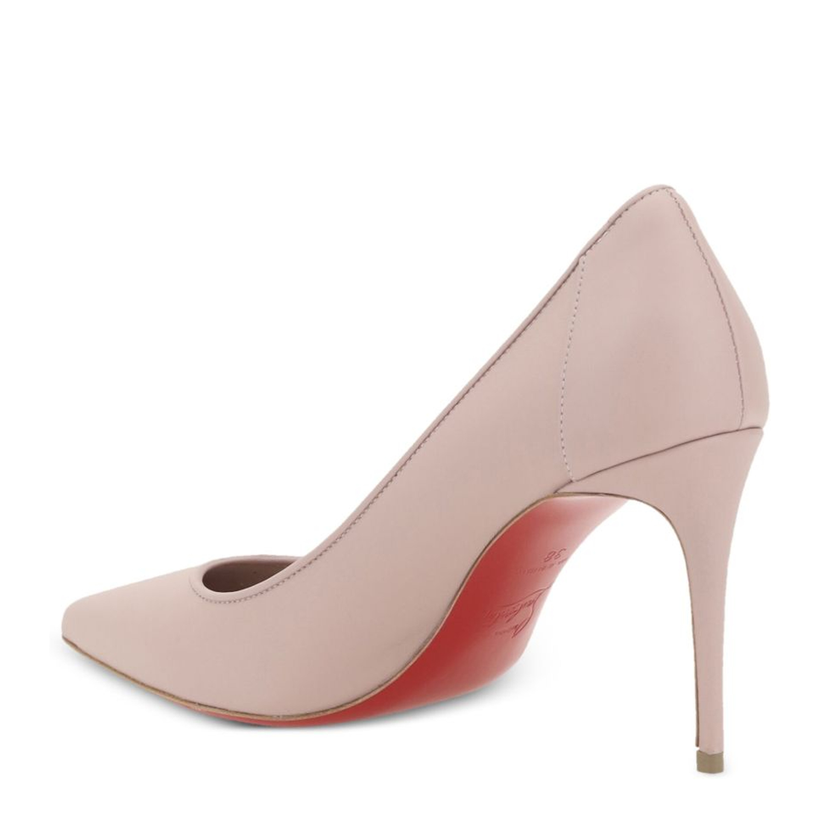 Pink High Heel Pointed Toe Signature Red Sole Leather Lining