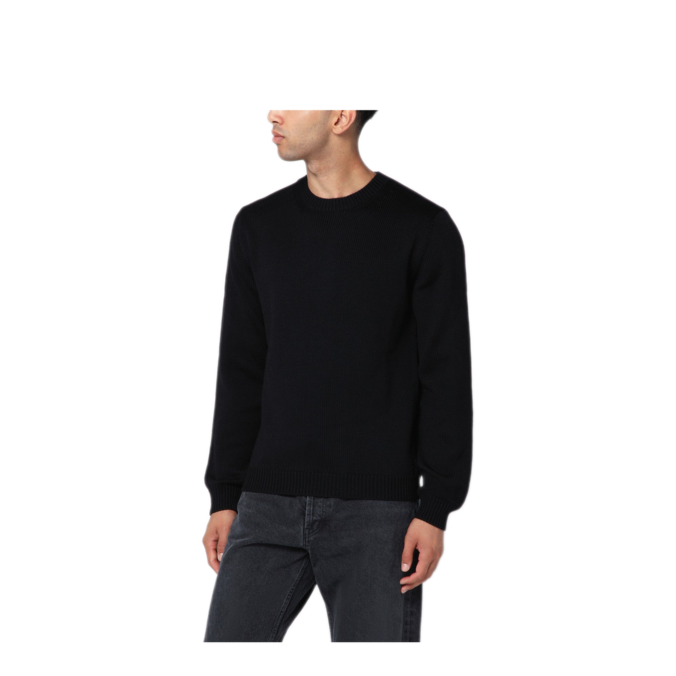 MAYFEYR - Roberto Collina - Black Crew Neck Wool Sweater - 253M02001WOM0209