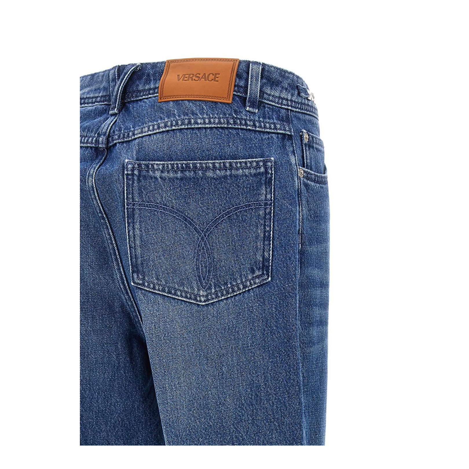 Logo-plaque Straight-leg Jeans In Blue
