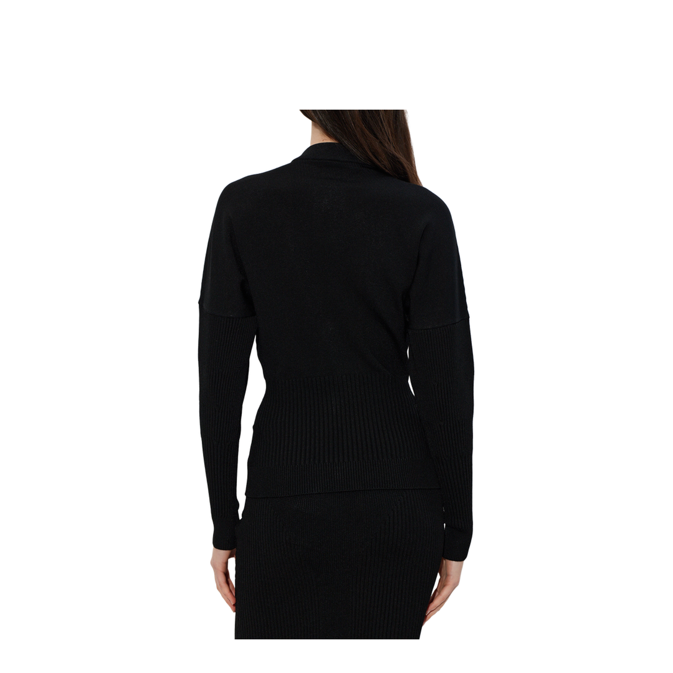 Zipped Knit Cardigan Black