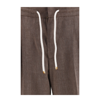 MAYFEYR - Brunello Cucinelli - Herringbone Linen And Wool Pants - MZ408E1710C009