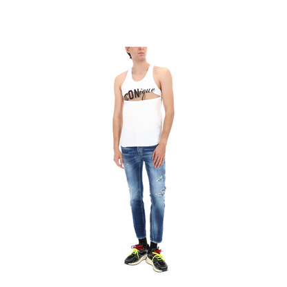 Skater Jeans in Medium Blue with Destroyed Details