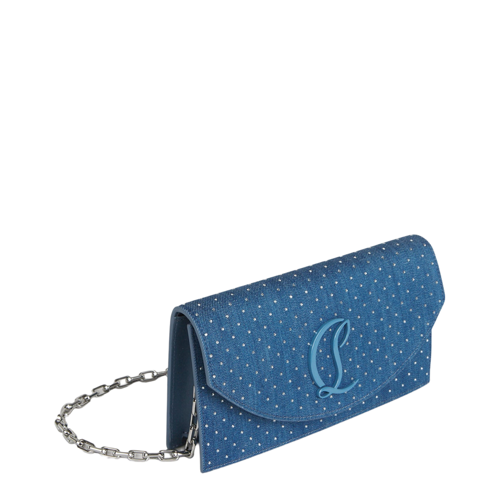 Denim Rhinestone Clutch