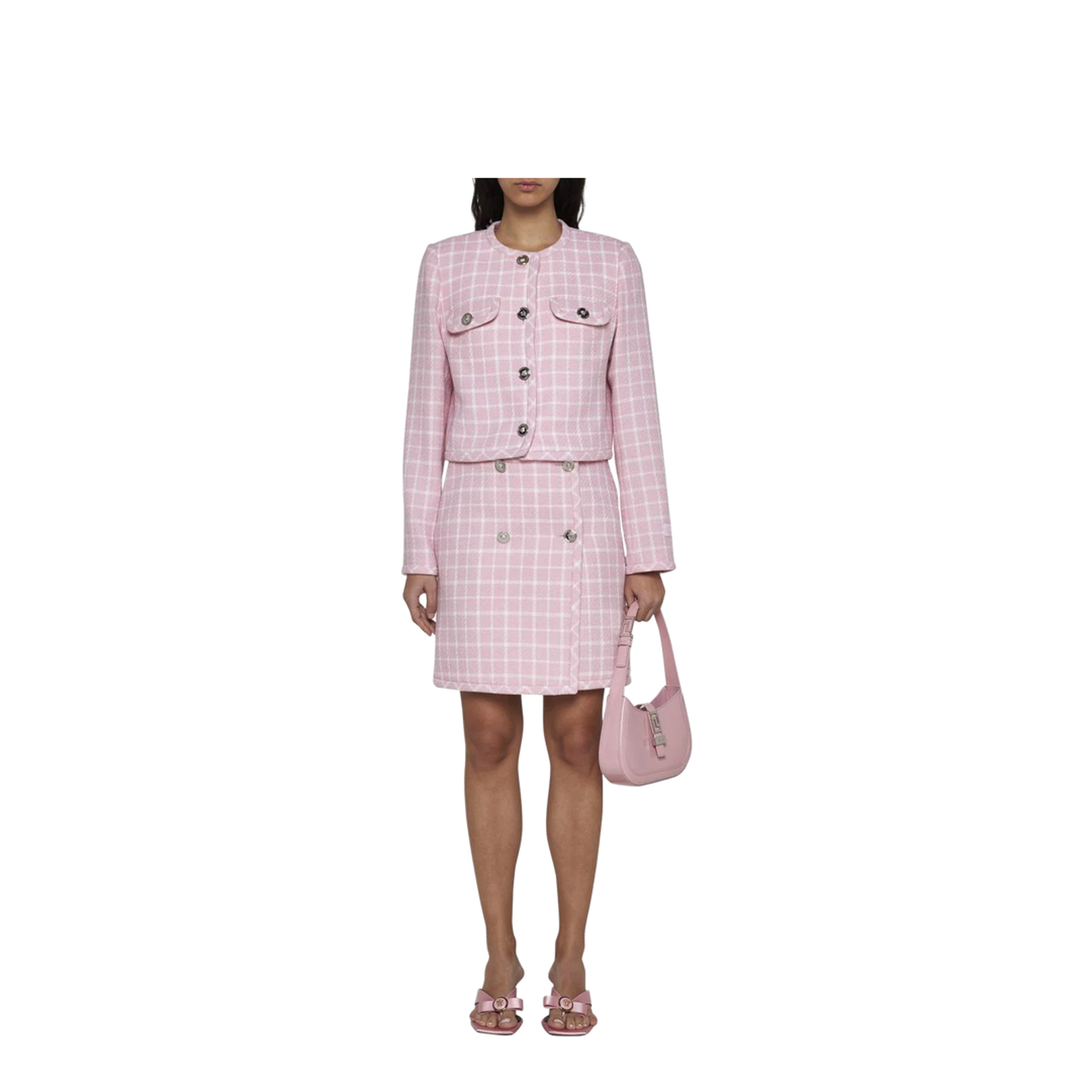 Pink Checked Tweed Jacket